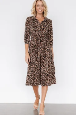 Fashion Baltic Born Jenica Midi Dress | Black + Camel Print Black+CamelPrint