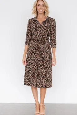Fashion Baltic Born Jenica Midi Dress | Black + Camel Print Black+CamelPrint