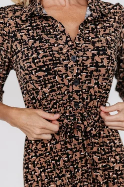 Fashion Baltic Born Jenica Midi Dress | Black + Camel Print Black+CamelPrint