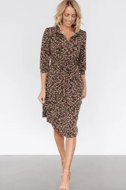Fashion Baltic Born Jenica Midi Dress | Black + Camel Print Black+CamelPrint