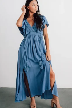 Hot Baltic Born Jennifer Deep V Maxi Dress | Blue