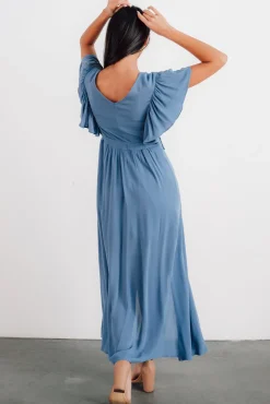 Hot Baltic Born Jennifer Deep V Maxi Dress | Blue