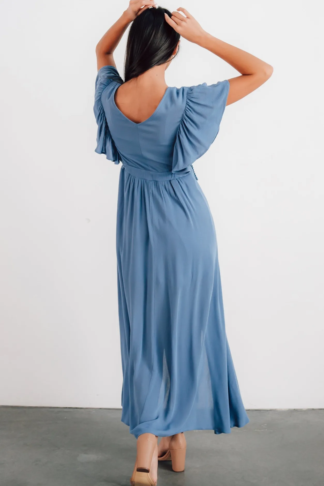 Hot Baltic Born Jennifer Deep V Maxi Dress | Blue