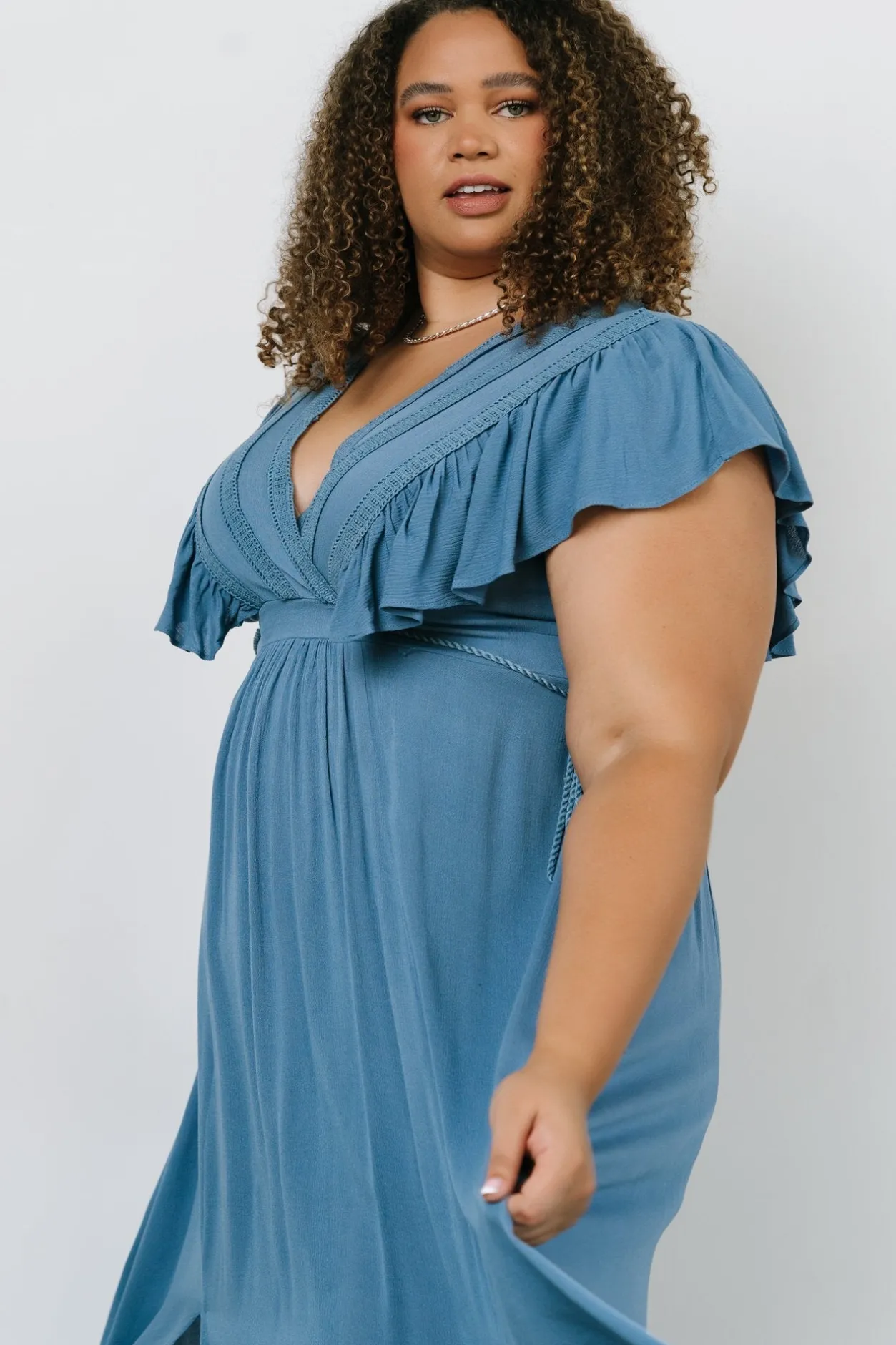 Hot Baltic Born Jennifer Deep V Maxi Dress | Blue