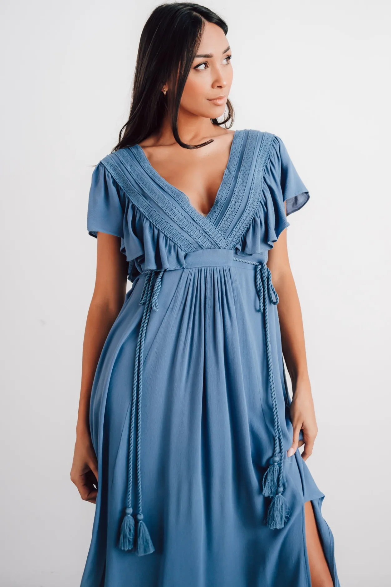 Hot Baltic Born Jennifer Deep V Maxi Dress | Blue