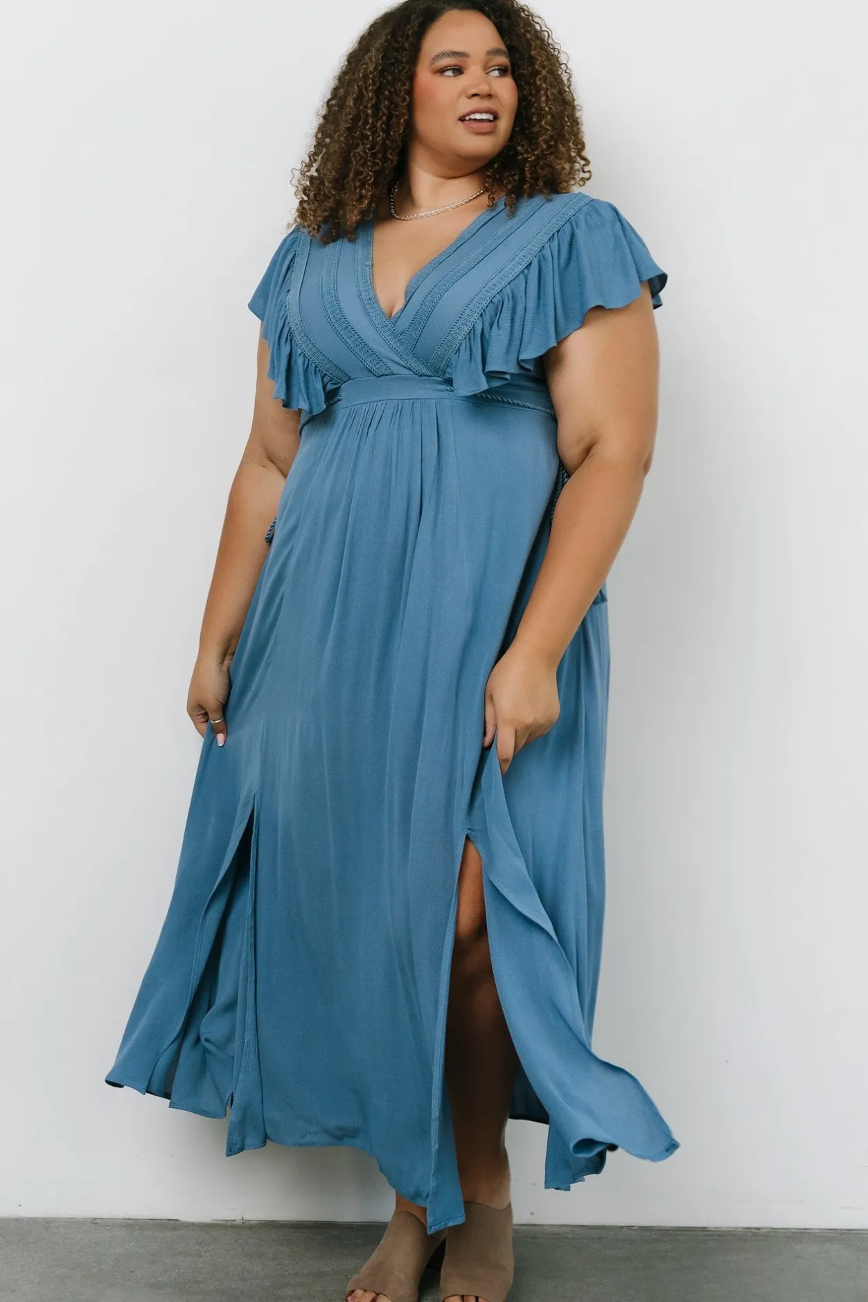 Hot Baltic Born Jennifer Deep V Maxi Dress | Blue