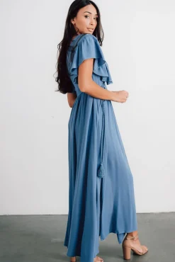 Hot Baltic Born Jennifer Deep V Maxi Dress | Blue