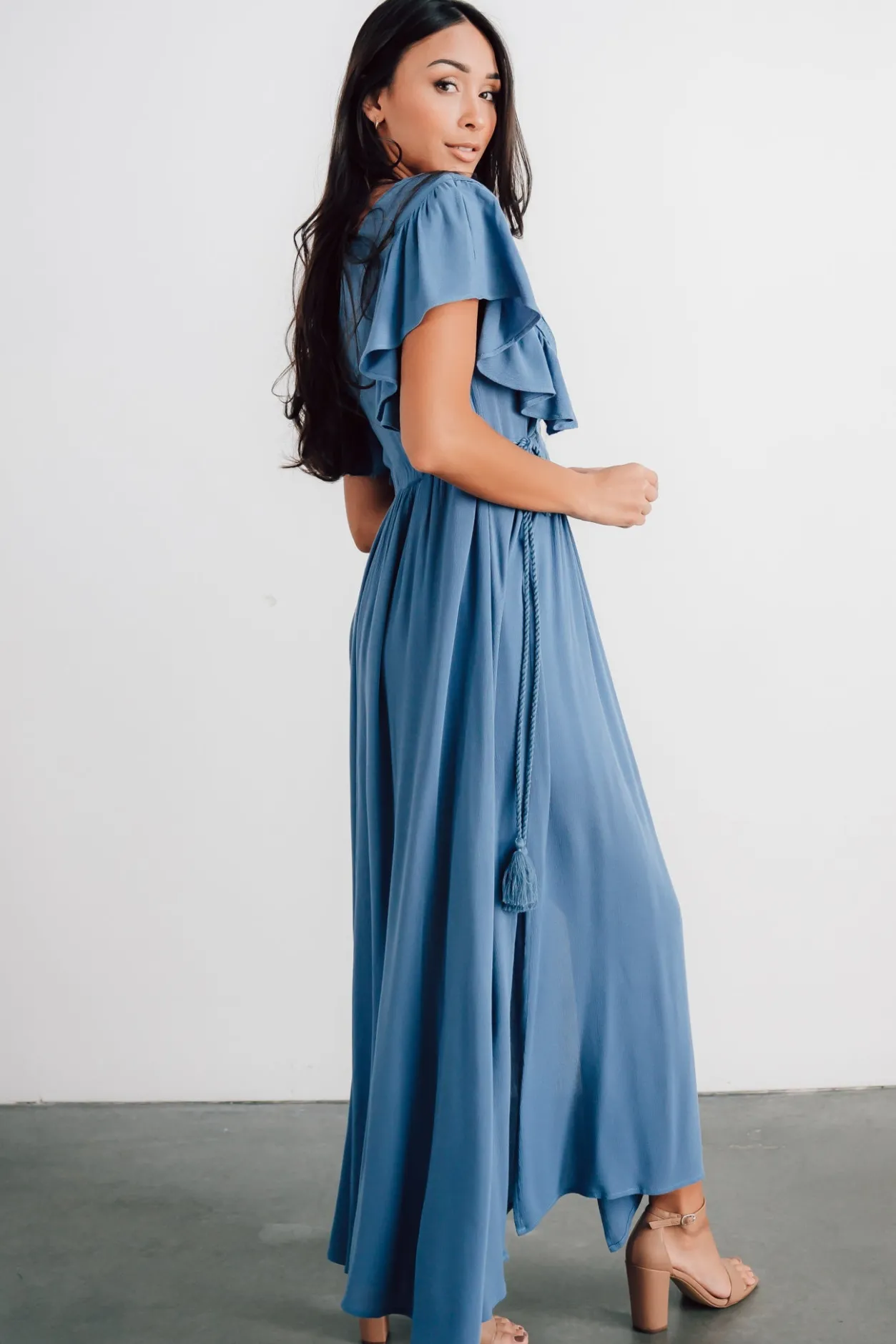 Hot Baltic Born Jennifer Deep V Maxi Dress | Blue