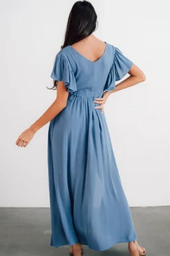 Hot Baltic Born Jennifer Deep V Maxi Dress | Blue