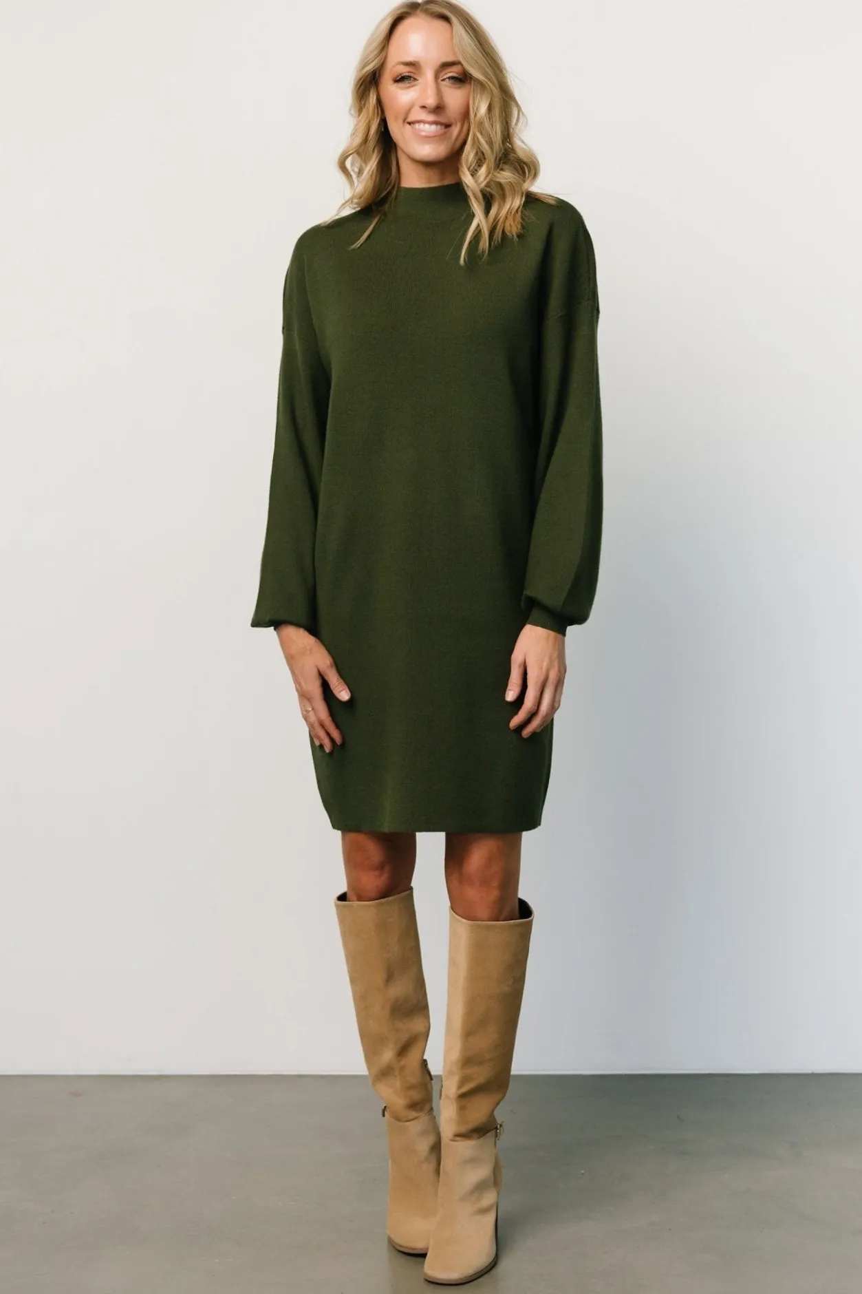 New Baltic Born Jennings Sweater Dress | Deep Olive DeepOlive
