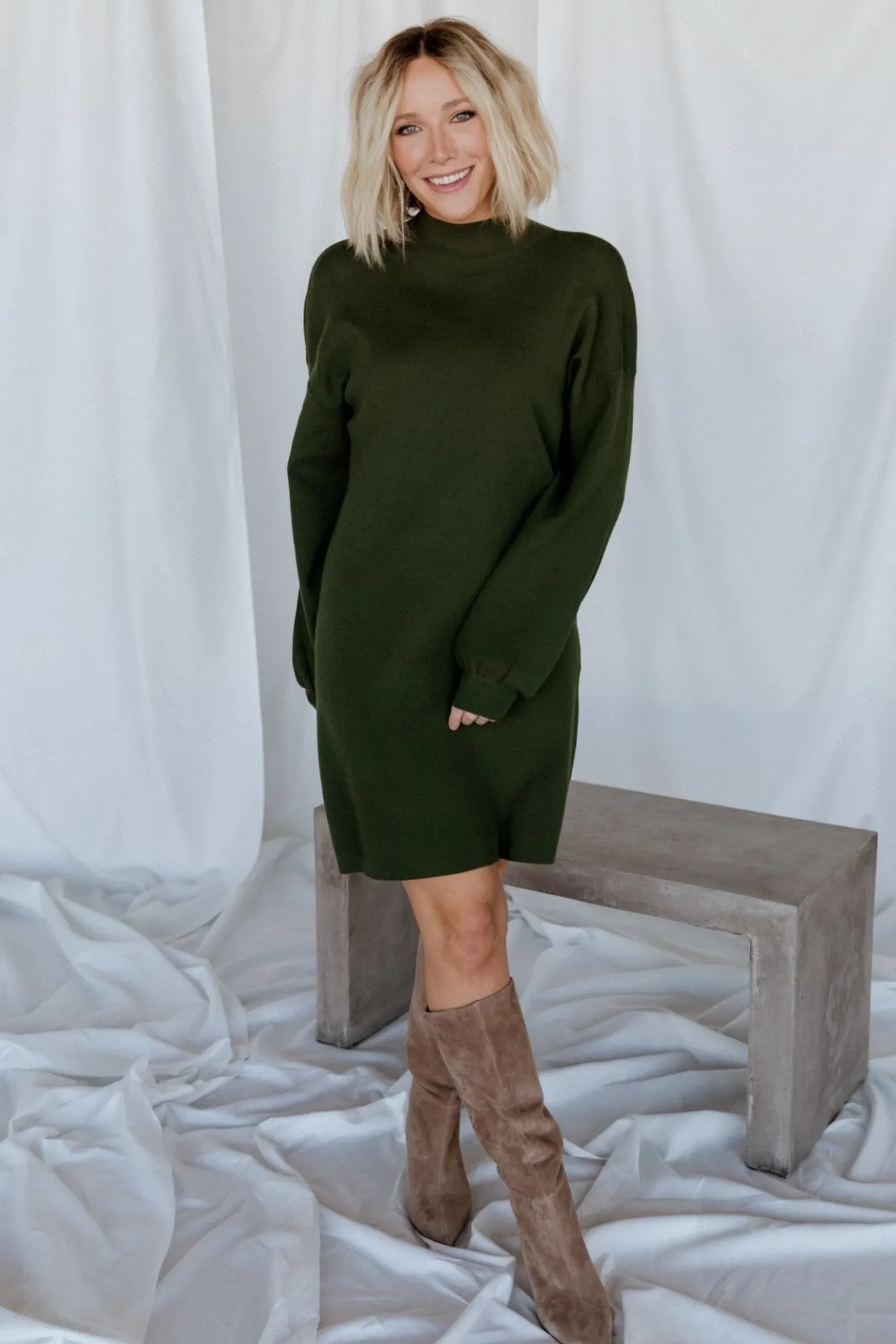 New Baltic Born Jennings Sweater Dress | Deep Olive DeepOlive