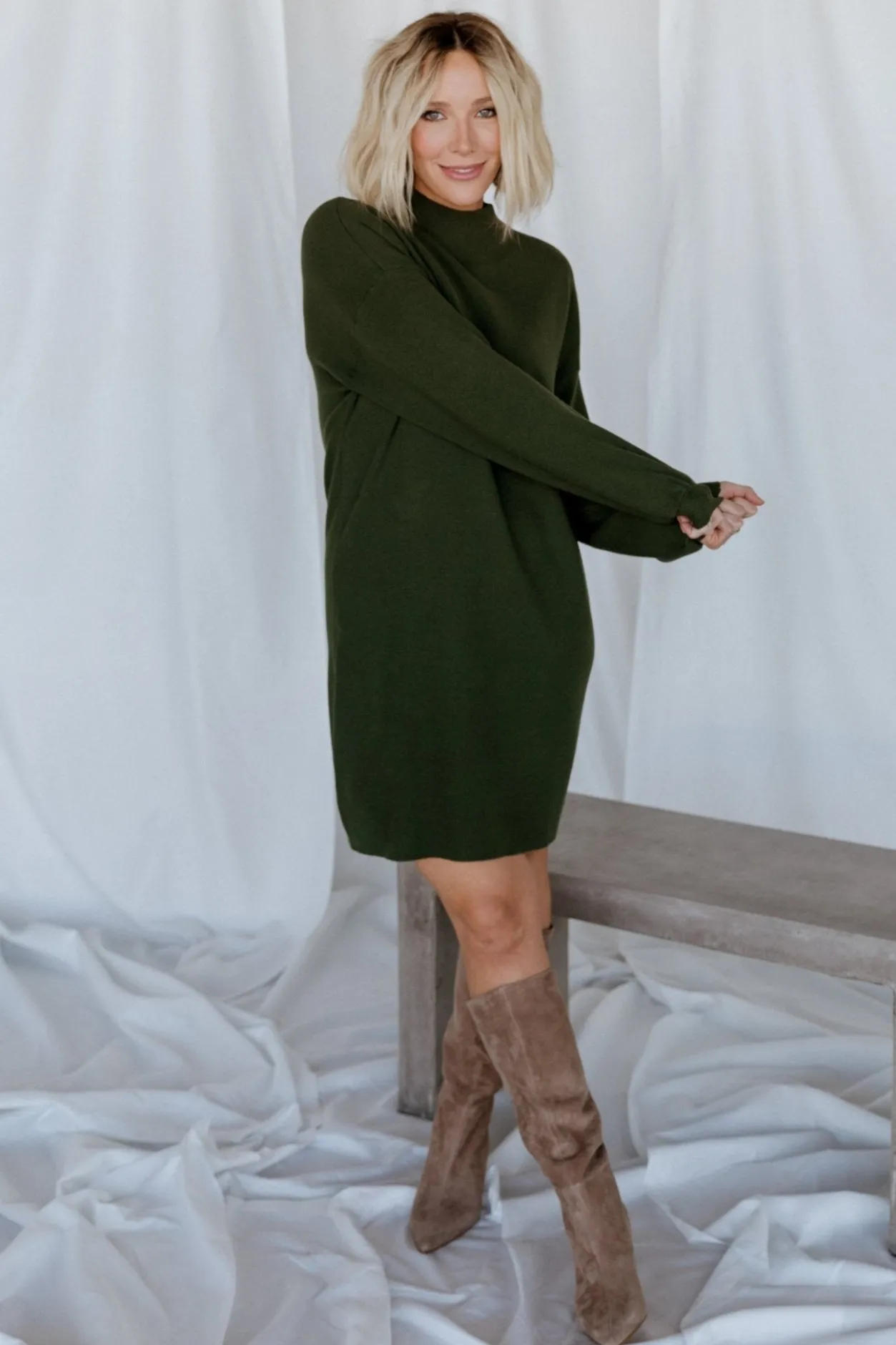 New Baltic Born Jennings Sweater Dress | Deep Olive DeepOlive