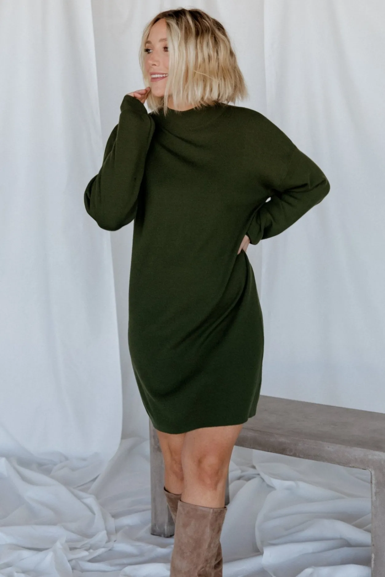 New Baltic Born Jennings Sweater Dress | Deep Olive DeepOlive
