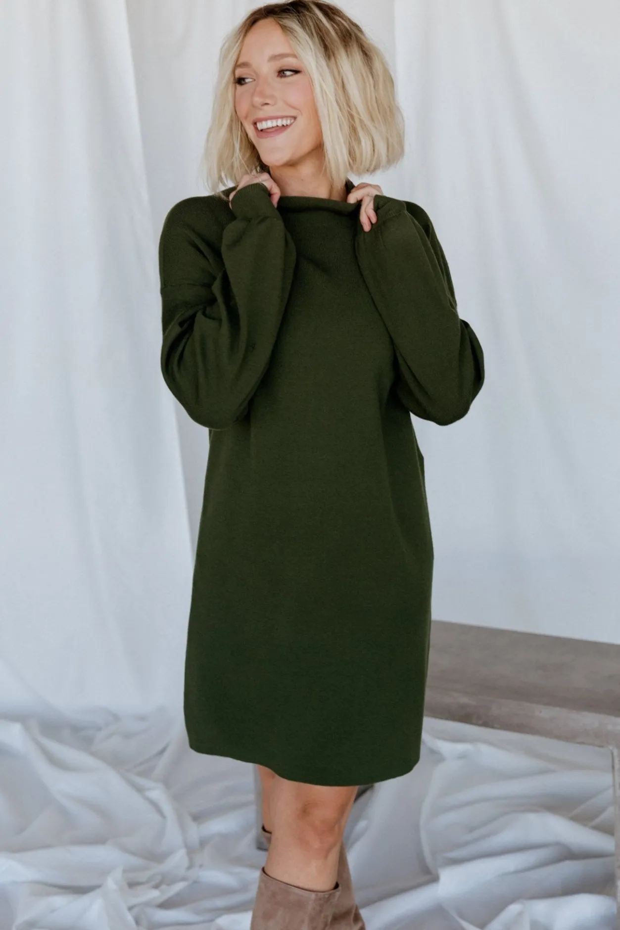 New Baltic Born Jennings Sweater Dress | Deep Olive DeepOlive