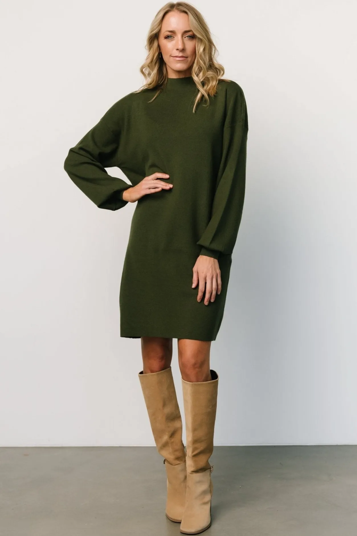 New Baltic Born Jennings Sweater Dress | Deep Olive DeepOlive