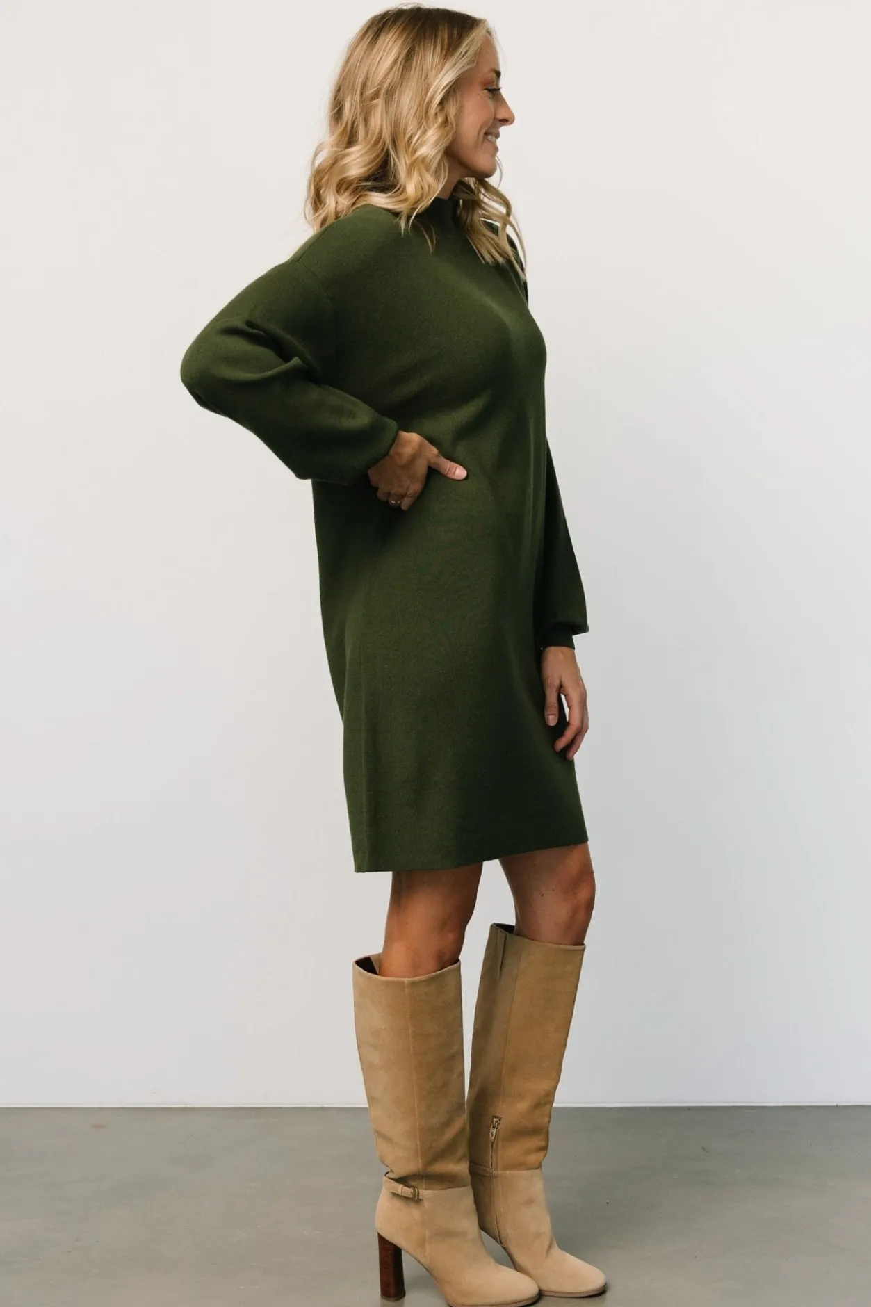 New Baltic Born Jennings Sweater Dress | Deep Olive DeepOlive