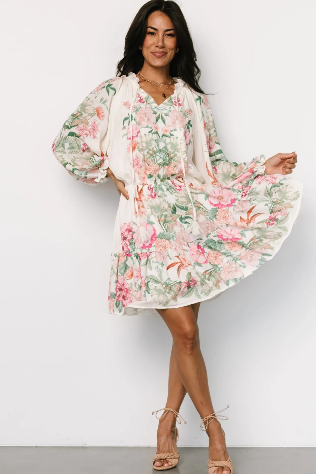 New Baltic Born Jenny Short Dress | Off White Floral OffWhiteFloral