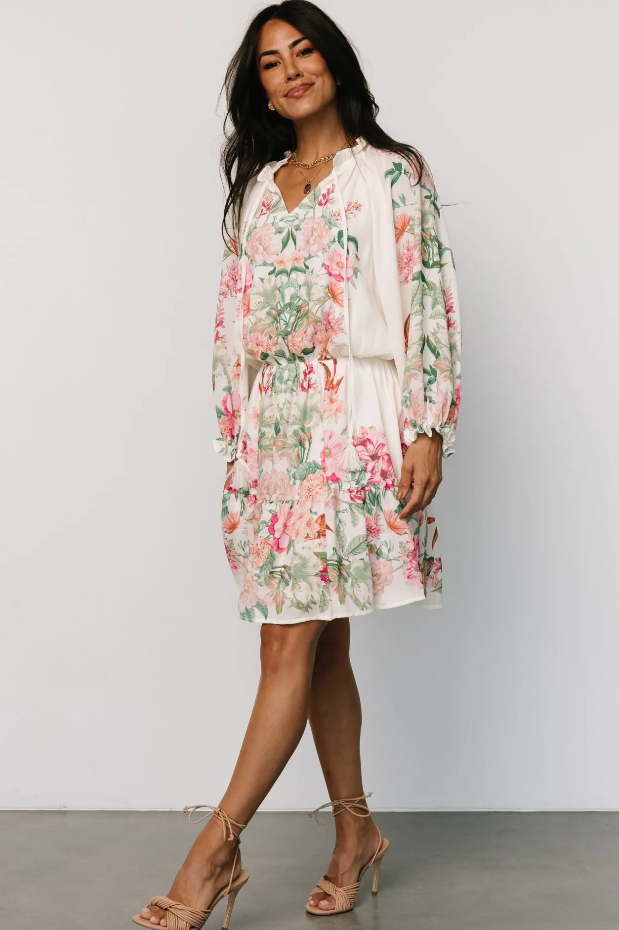 New Baltic Born Jenny Short Dress | Off White Floral OffWhiteFloral
