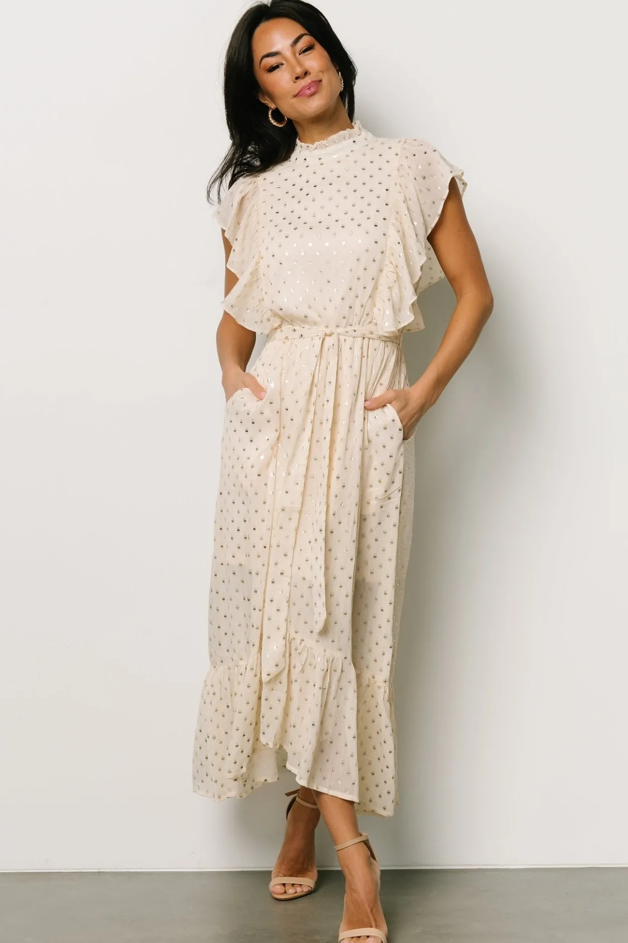 Discount Baltic Born Jerika Midi Dress | Natural + Gold Natural+Gold