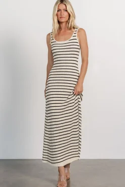 Discount Baltic Born Jesse Ribbed Tank Maxi Dress | Ivory + Black Ivory+Black