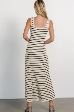 Discount Baltic Born Jesse Ribbed Tank Maxi Dress | Ivory + Black Ivory+Black