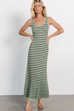 Outlet Baltic Born Jesse Ribbed Tank Maxi Dress | Olive + Black Olive+Black