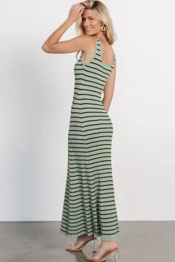 Outlet Baltic Born Jesse Ribbed Tank Maxi Dress | Olive + Black Olive+Black