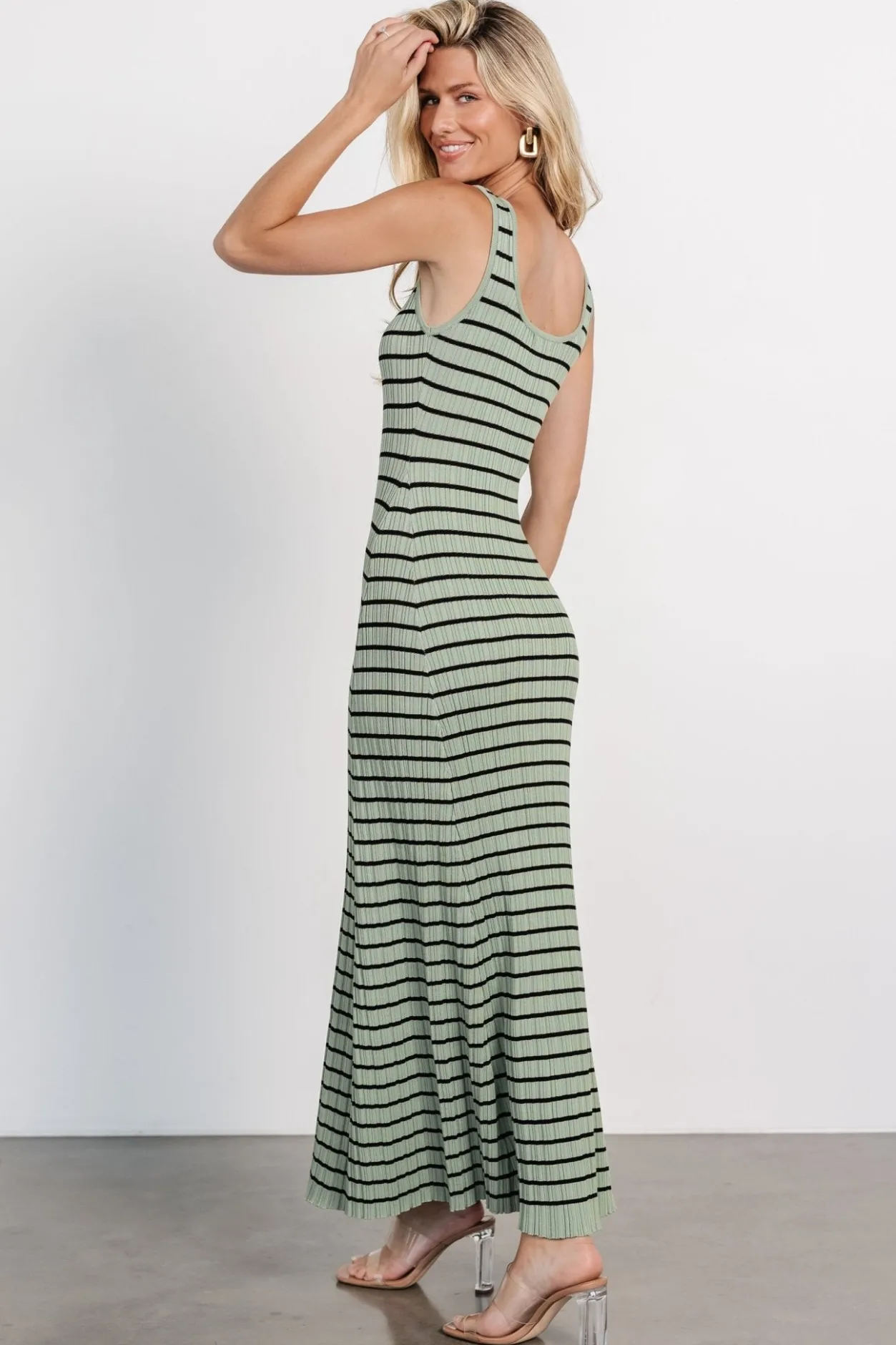 Outlet Baltic Born Jesse Ribbed Tank Maxi Dress | Olive + Black Olive+Black