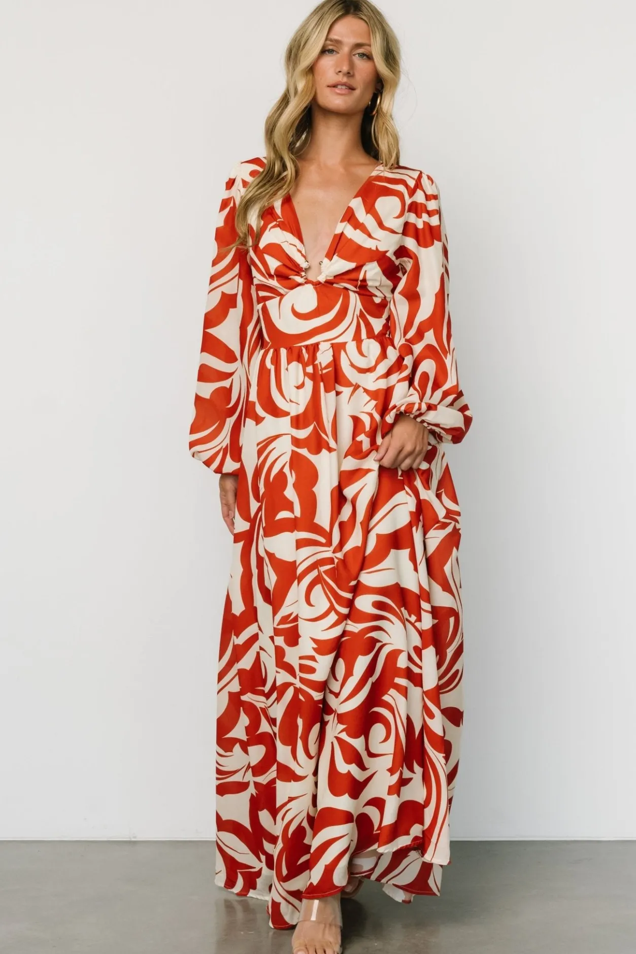 Outlet Baltic Born Jessica Maxi Dress | Cream + Rust Cream+Rust