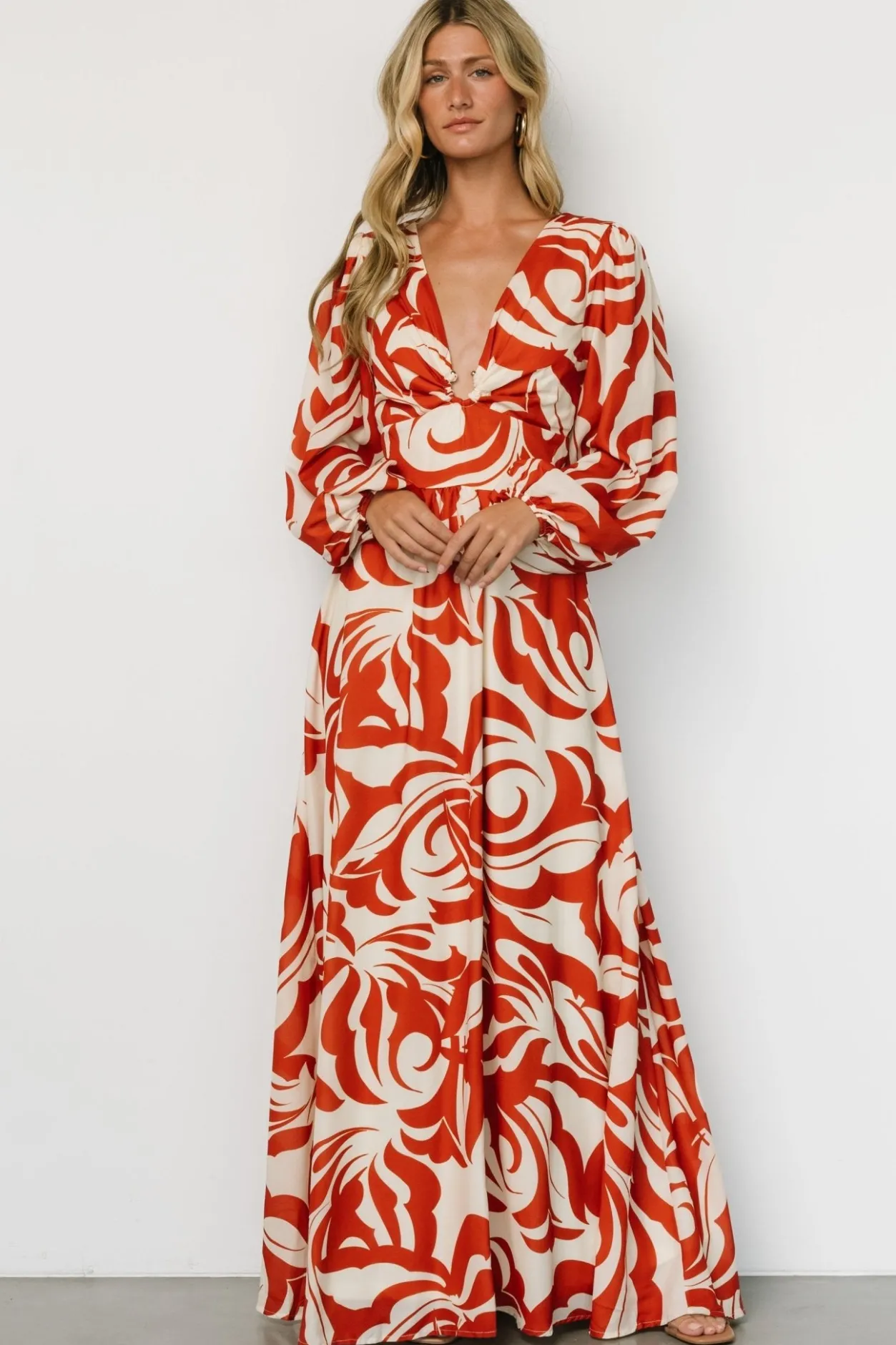 Outlet Baltic Born Jessica Maxi Dress | Cream + Rust Cream+Rust