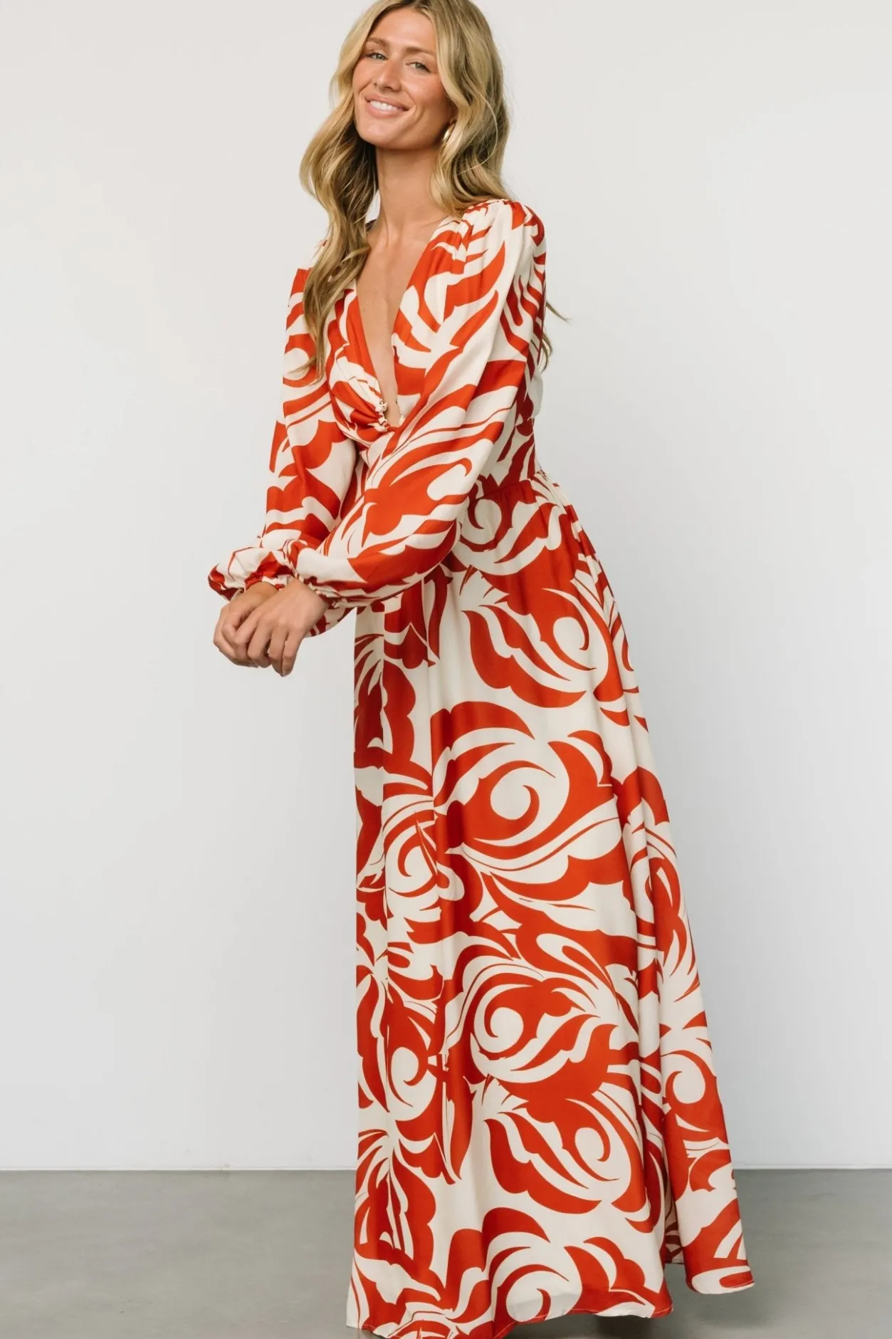 Outlet Baltic Born Jessica Maxi Dress | Cream + Rust Cream+Rust