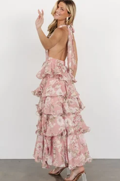 Sale Baltic Born Jesslyn Open Back Tiered Maxi Dress | Blush Floral BlushFloral