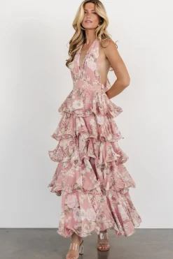 Sale Baltic Born Jesslyn Open Back Tiered Maxi Dress | Blush Floral BlushFloral