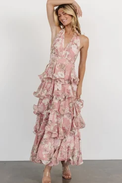 Sale Baltic Born Jesslyn Open Back Tiered Maxi Dress | Blush Floral BlushFloral