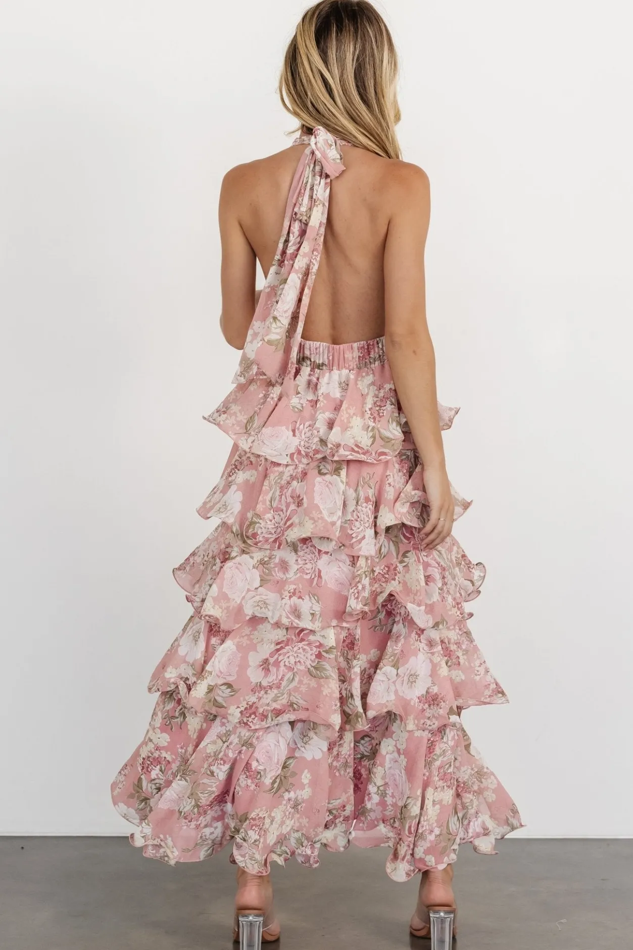 Sale Baltic Born Jesslyn Open Back Tiered Maxi Dress | Blush Floral BlushFloral