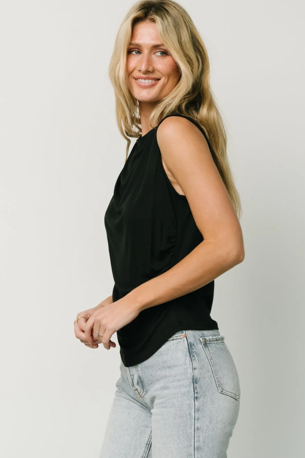 Clearance Baltic Born Jia Ruched Tank Top | Black