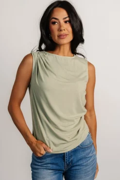 Clearance Baltic Born Jia Ruched Tank Top | Light Sage LightSage