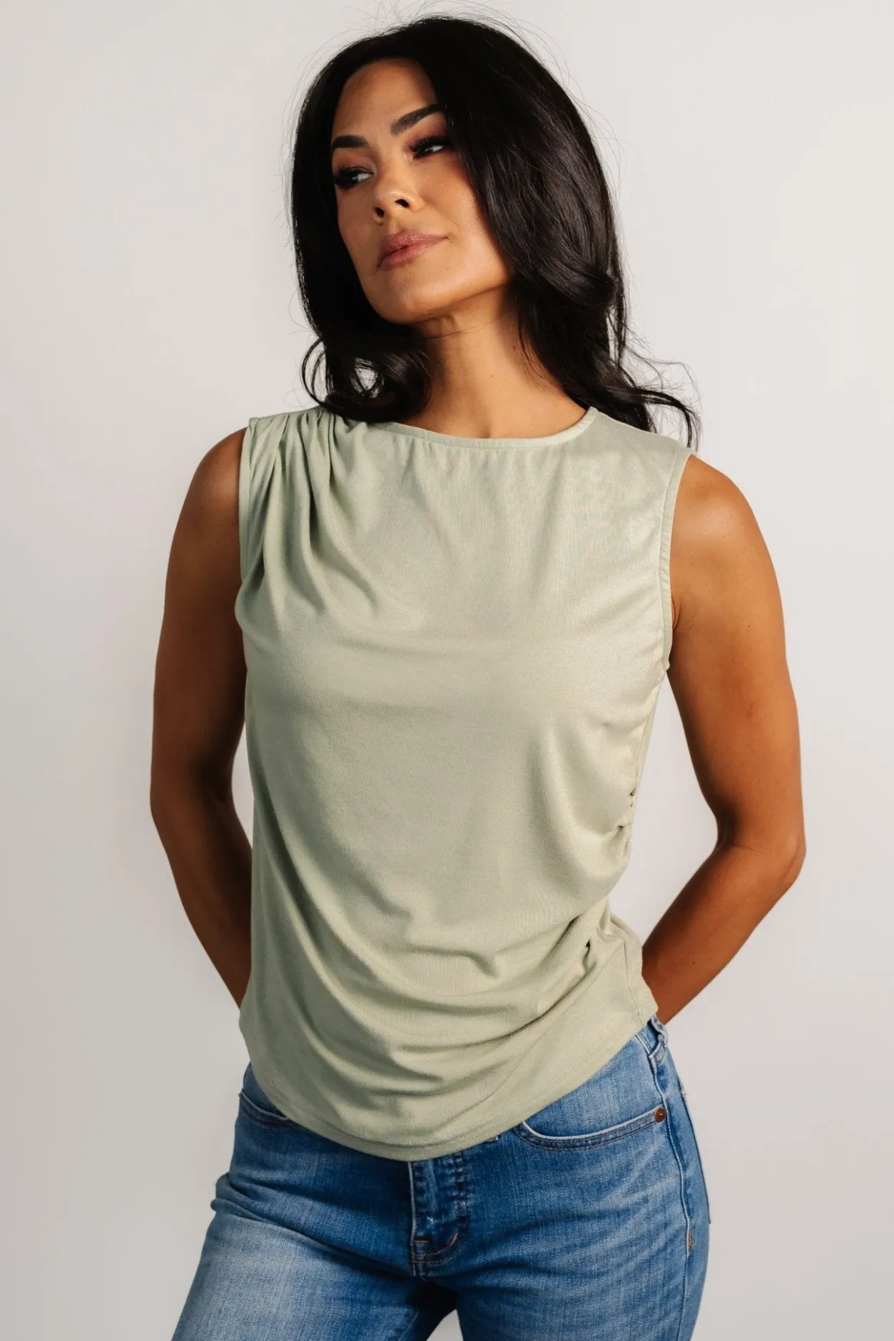 Clearance Baltic Born Jia Ruched Tank Top | Light Sage LightSage