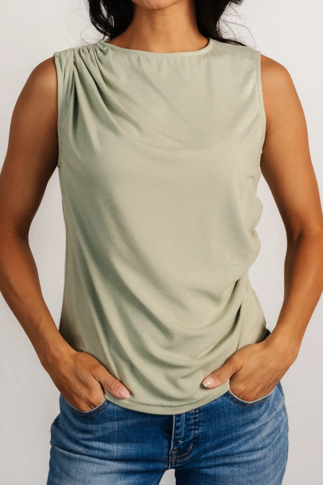 Clearance Baltic Born Jia Ruched Tank Top | Light Sage LightSage