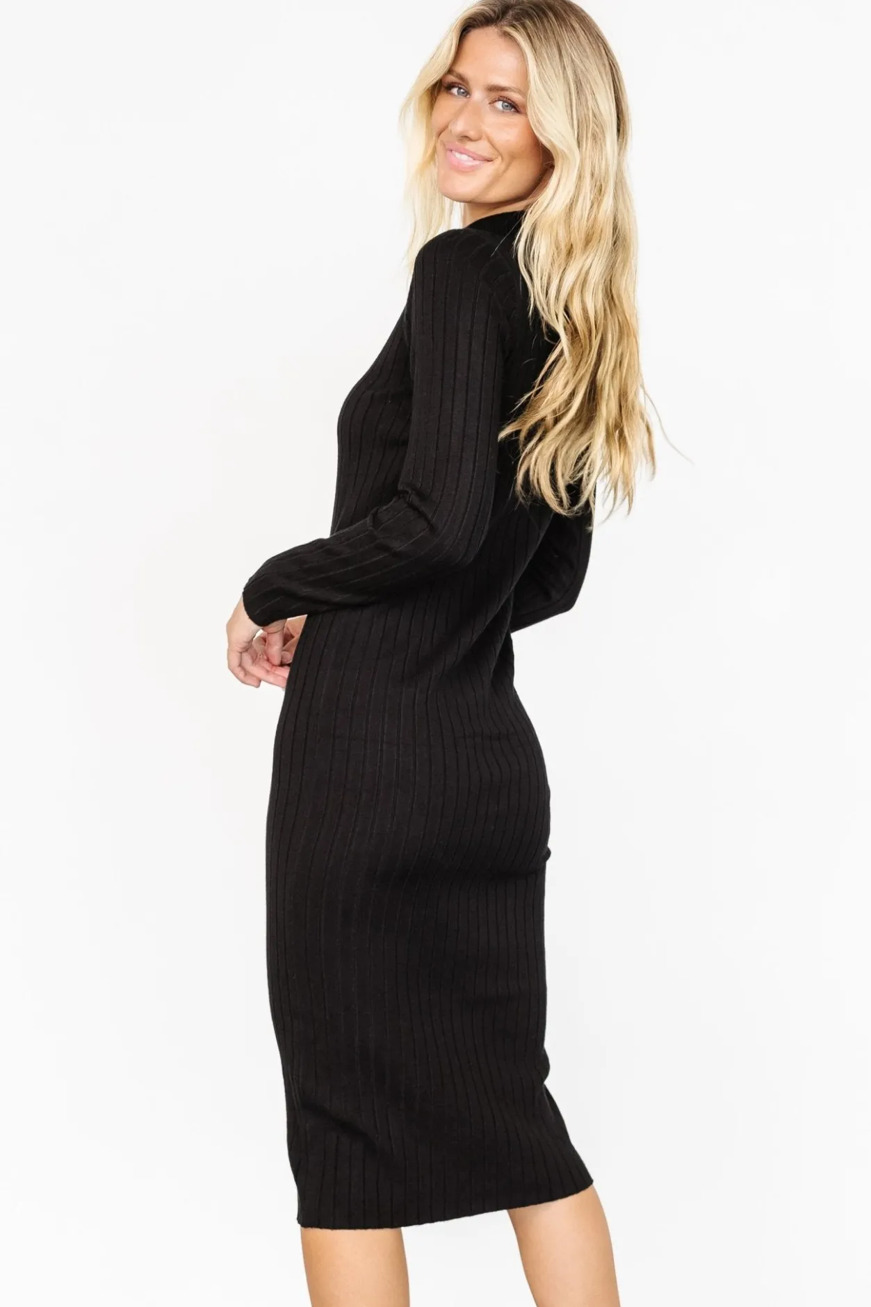 Sale Baltic Born Jill Ribbed Midi Dress | Black