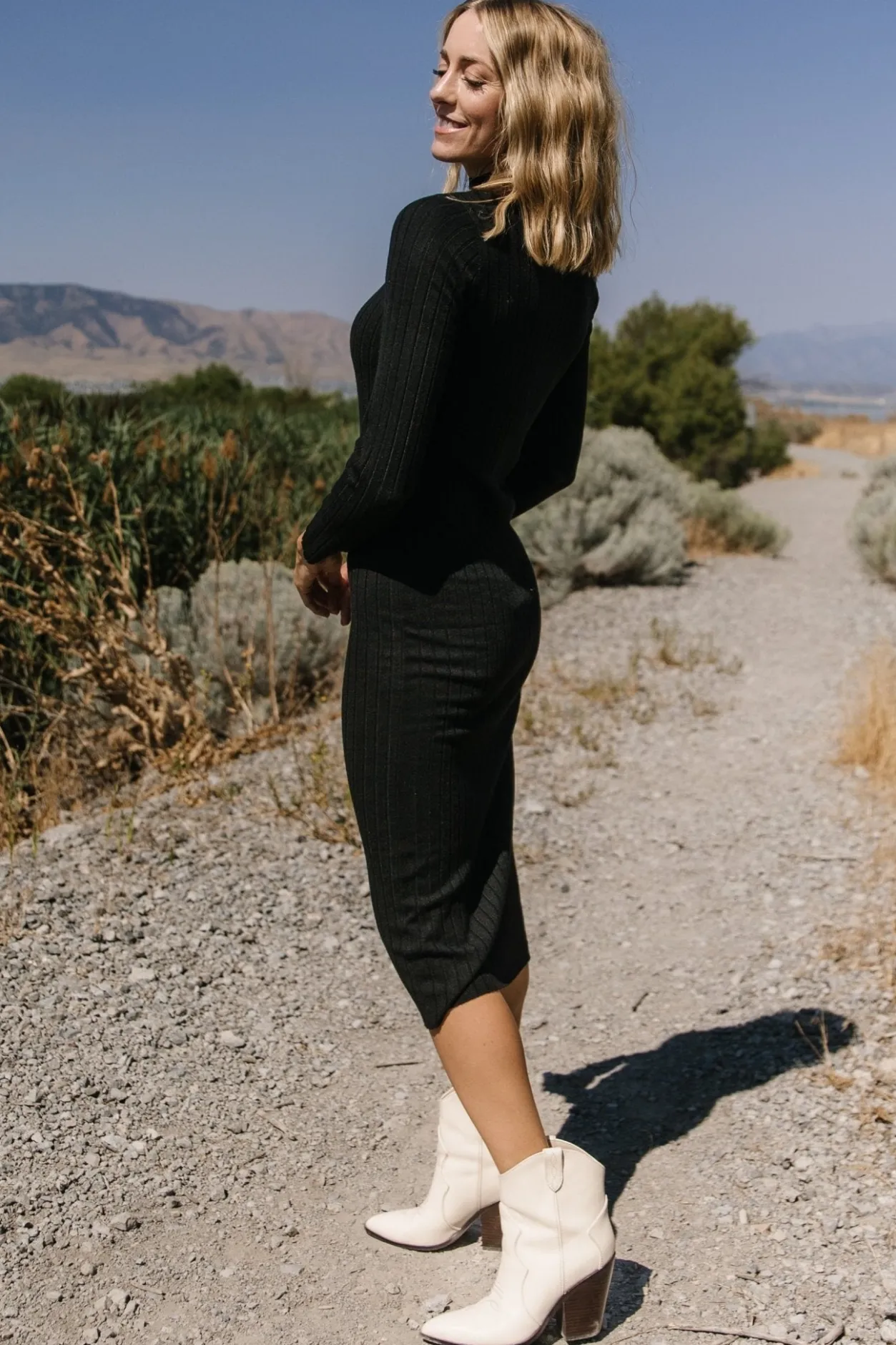 Sale Baltic Born Jill Ribbed Midi Dress | Black