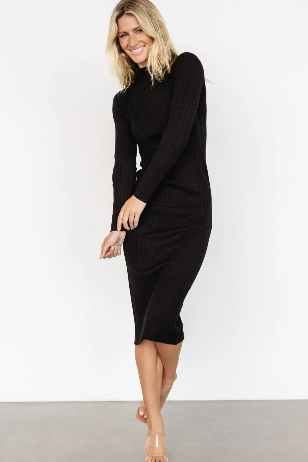 Sale Baltic Born Jill Ribbed Midi Dress | Black