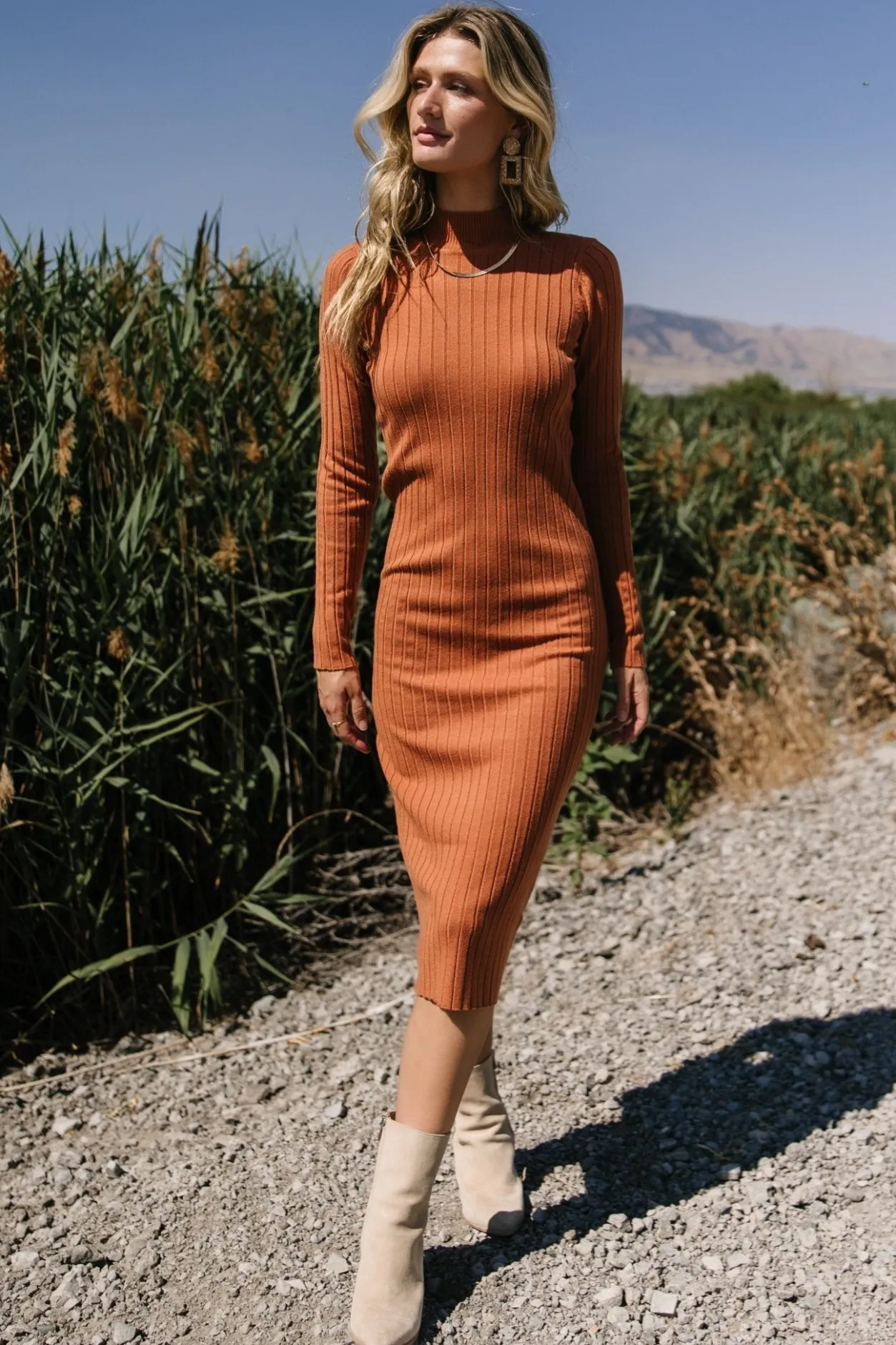 Sale Baltic Born Jill Ribbed Midi Dress | Spice