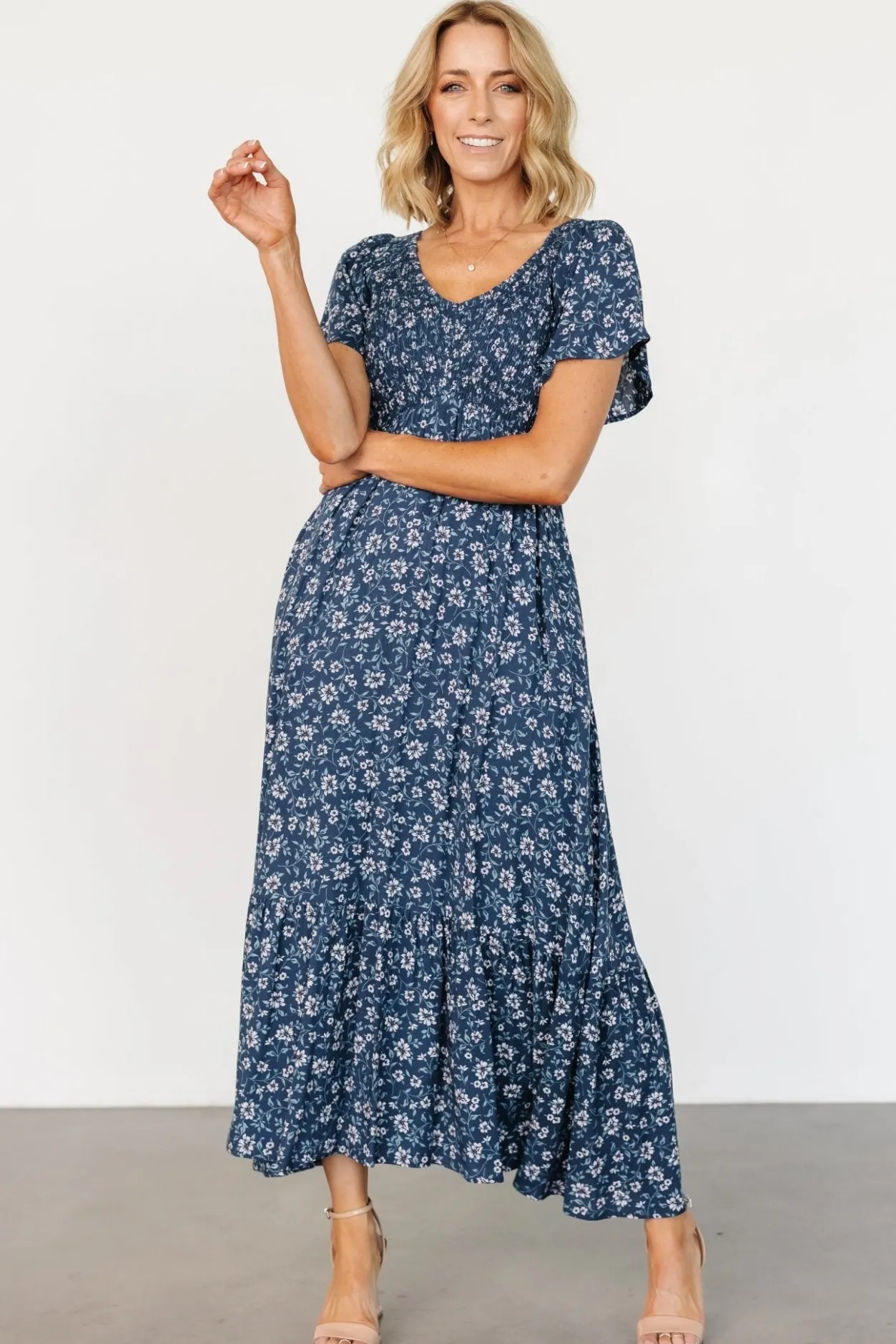 Clearance Baltic Born Joanie Smocked Dress | Blue Floral BlueFloral