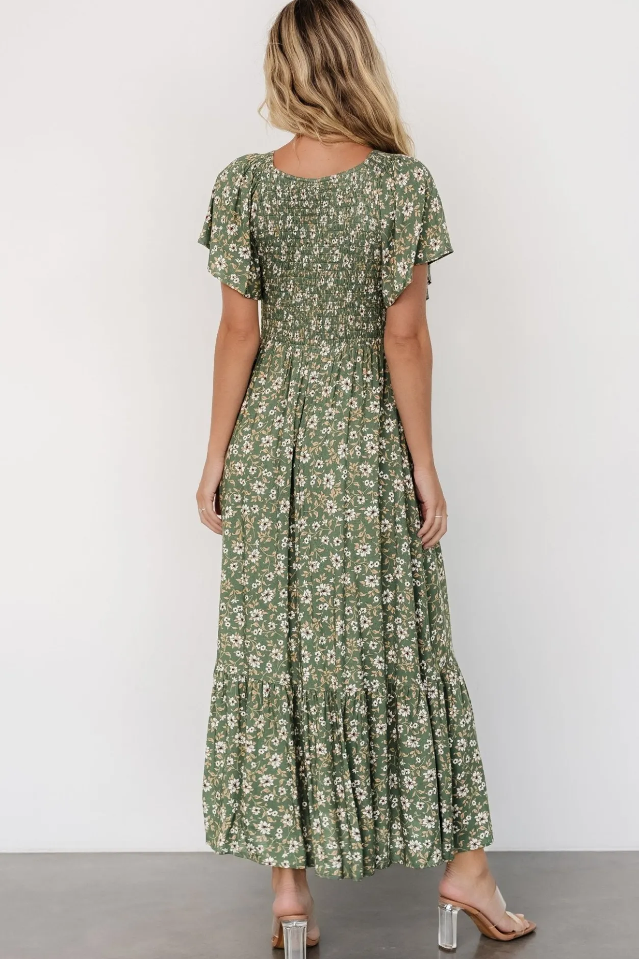 Hot Baltic Born Joanie Smocked Dress | Green Floral GreenFloral