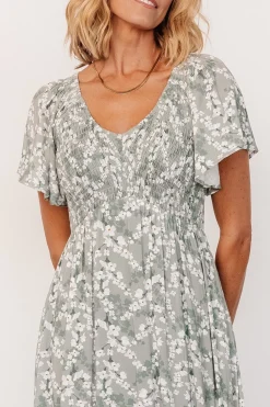 Clearance Baltic Born Joanie Smocked Dress | Sage + Off White Floral Sage+OffWhiteFloral