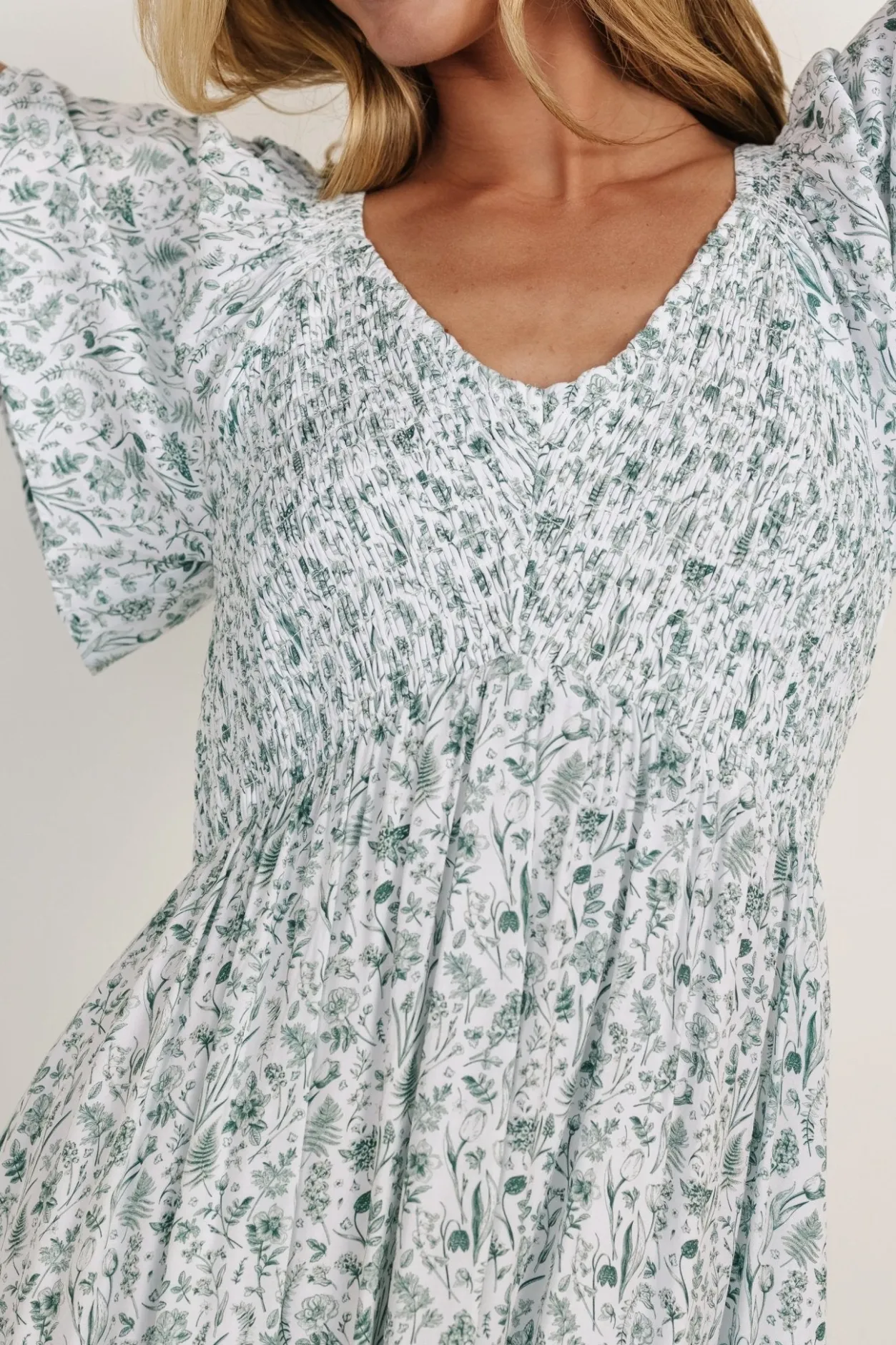 Clearance Baltic Born Joanie Smocked Dress | White + Sage White+Sage