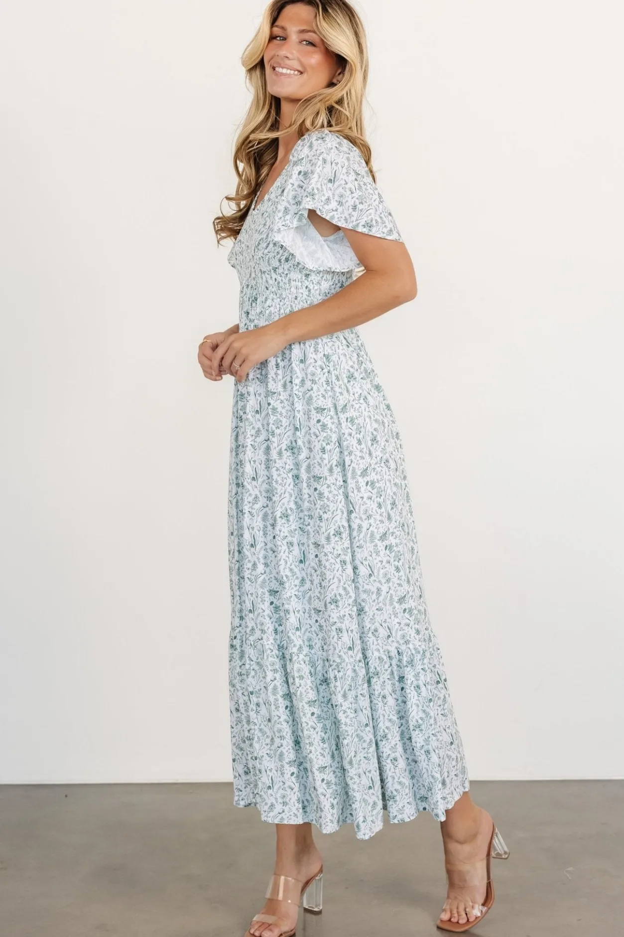 Clearance Baltic Born Joanie Smocked Dress | White + Sage White+Sage