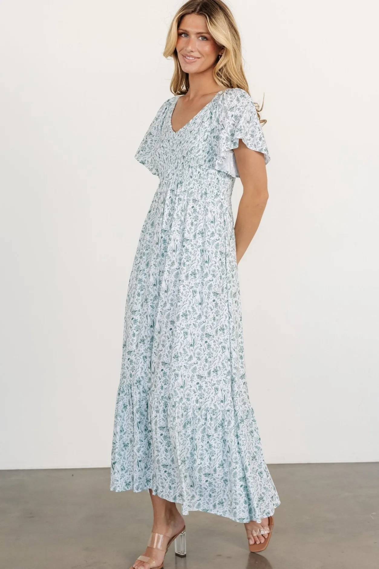 Clearance Baltic Born Joanie Smocked Dress | White + Sage White+Sage