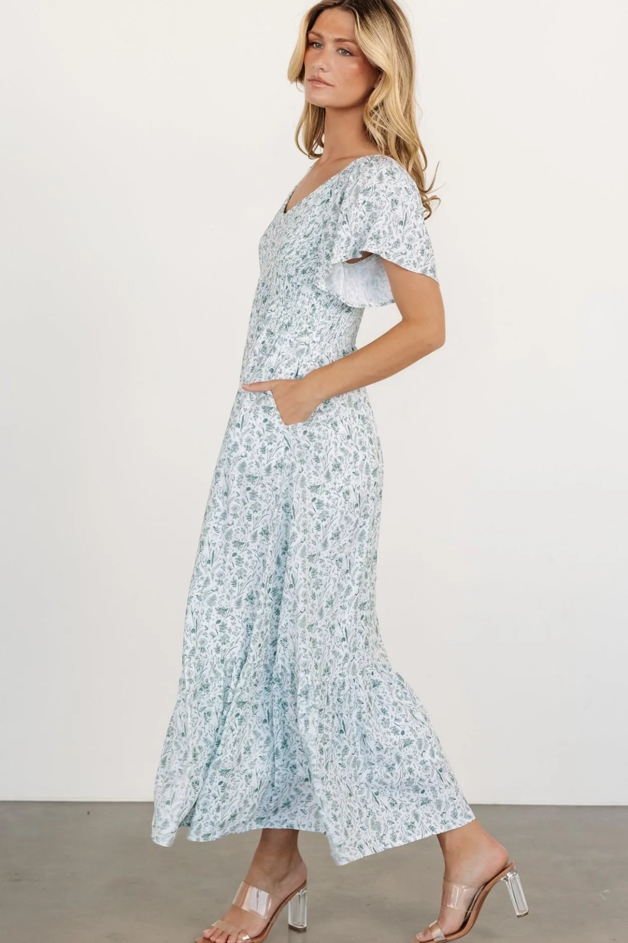 Clearance Baltic Born Joanie Smocked Dress | White + Sage White+Sage